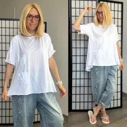 Wendy Trendy lézervágott pamut felső 88519-fehér