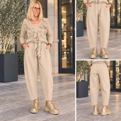   Punto elegáns gumis derekú répa fazonú nadrág 8809-bézs