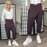 SUN ülepes vastagabb cipzáros nadrág 6358 - bordó