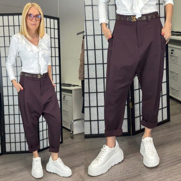 SUN ülepes vastagabb cipzáros nadrág 6358 - bordó