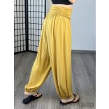 Ankara gumis derekú vékony viszkóz laza nadrág-mustár