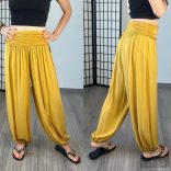Ankara gumis derekú vékony viszkóz laza nadrág-mustár