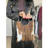 Calf szőrös bőr táska-fekete