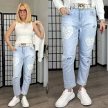 S Woman elasztikus szívecskés nyomatos farmer SW1988-világoskék