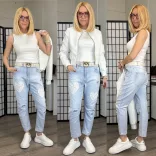 S Woman elasztikus szívecskés nyomatos farmer SW1988-világoskék