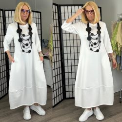 Linda 3/4-es ujjú hagyma ruha M5775 -fehér