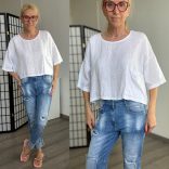 SUN len rövid ujjú felső 8653 - fehér