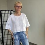 SUN len rövid ujjú felső 8653 - fehér