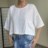 SUN len rövid ujjú felső 8653 - fehér