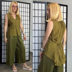 Wendy Trendy hátul összeköthető mellény 250006-khaki