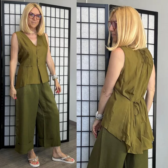 Wendy Trendy hátul összeköthető mellény 250006-khaki