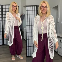 Lamya horgolt kardigán ly068-krém