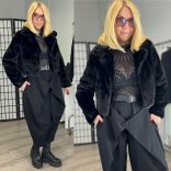 3Desy rövidszőrű zsebes bunda-23045-fekete 