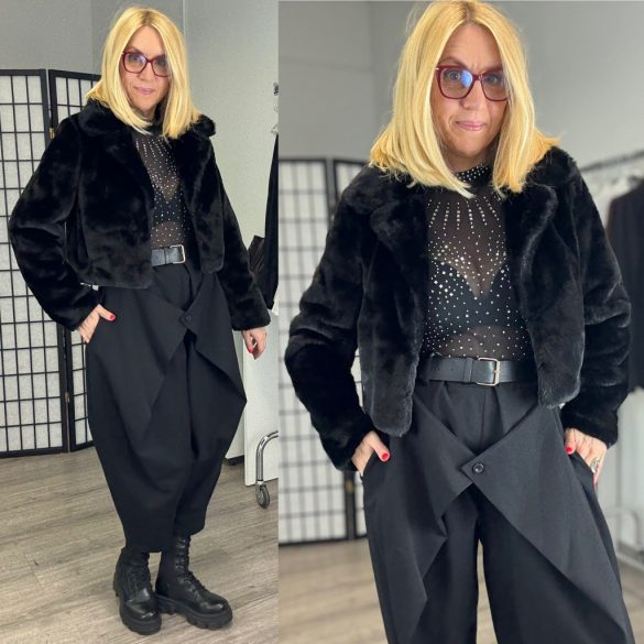 3Desy rövidszőrű zsebes bunda-23045-fekete 