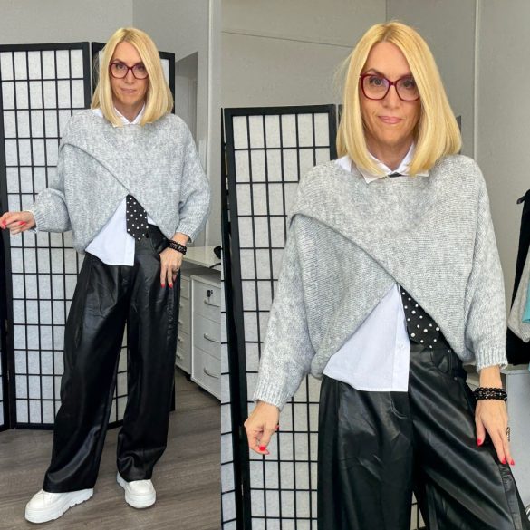 STAR crop hosszú ujjú csomós felső 5067 - szürke