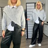 STAR crop hosszú ujjú csomós felső 5067 - szürke