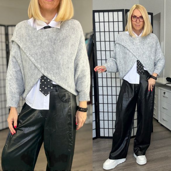 STAR crop hosszú ujjú csomós felső 5067 - szürke