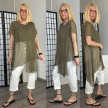 Fly Out selyemhatású tunika MY1139 - khaki