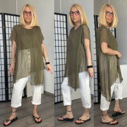 Fly Out selyemhatású tunika MY1139 - khaki