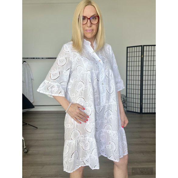 Sweet girl madeira csipke  fodros ruha 100-fehér