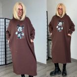 Mickey bélelt, kapucnis pamut ruha 5271 - csokibarna