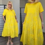 Flores rövidujjú ruha 11193 - sárga