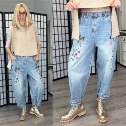 Wendy Trendy hímzett farmer - világoskék