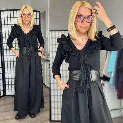 Lux Luna fodros hosszú ujjú pamut felső 50833 - fekete