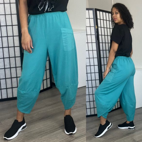 Astra zsebes pamut nadrág-türkiz