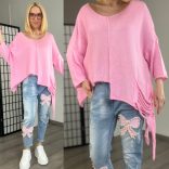NC Fire asszimetrikus kötött pulóver-rózsaszín