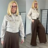 Vopse arany patentos crop bőrdzseki V6398-bézs