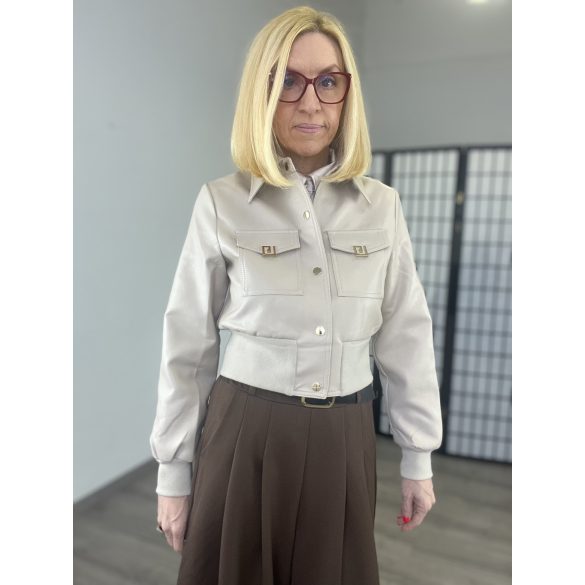 Vopse arany patentos crop bőrdzseki V6398-bézs