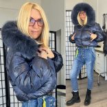 Firenze szőrmés crop dzsekiAG1-9202-kék