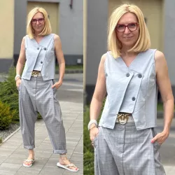 SUN aszimmetrikus átlapolt gombos mellény 8853 - szürke
