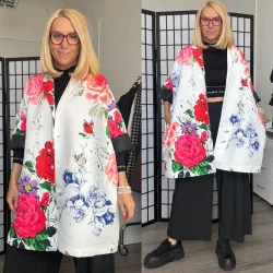 Wendy Trendy gombos virágos kabát224040-fehér
