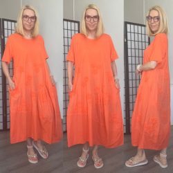 Flores rövidujjú ruha 11193 -narancs