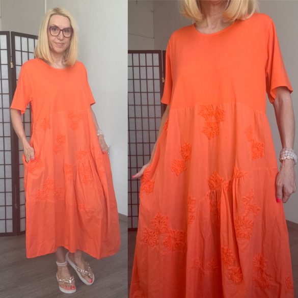 Flores rövidujjú ruha 11193 -narancs