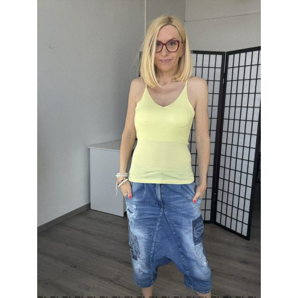 Maria spagettipántos szivacsos pamut felső Z1029 - sárga
