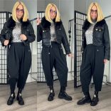 Wendy Trendy lefelé szűkülőelegáns nadrág 824026-fekete