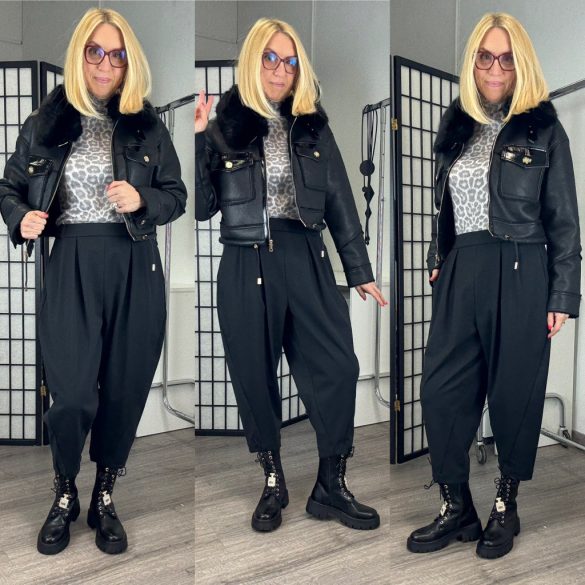 Wendy Trendy lefelé szűkülőelegáns nadrág 824026-fekete