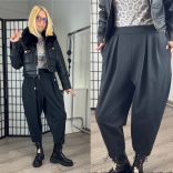 Wendy Trendy lefelé szűkülőelegáns nadrág 824026-fekete