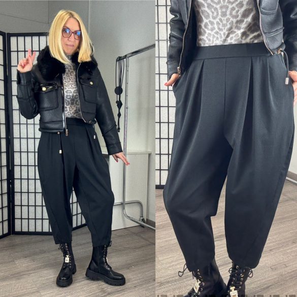 Wendy Trendy lefelé szűkülőelegáns nadrág 824026-fekete