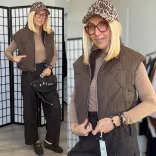 Reine kifordítható szőrös mellény G230151-csokibarna