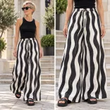 Wendy Trendy Csíkos bőszárú vászon nadrág 826031-bézs/fekete