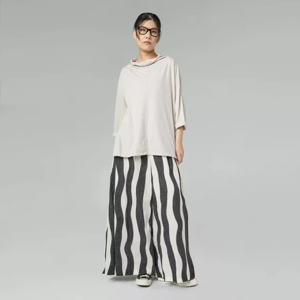 Wendy Trendy Csíkos bőszárú vászon nadrág 826031-bézs/fekete