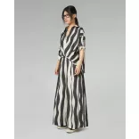 Wendy Trendy Csíkos bőszárú vászon nadrág 826031-bézs/fekete