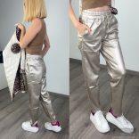 Re Dress gumis derekú elasztikus bőrhatású nadrágR8057-pezsgő