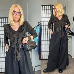   Lux Luna fodros hosszú ujjú pamut felső 50833 - csokibarna