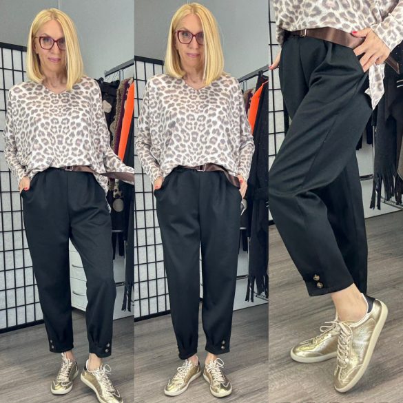 Missy gumis derekú nadrág övvel 7395 - fekete