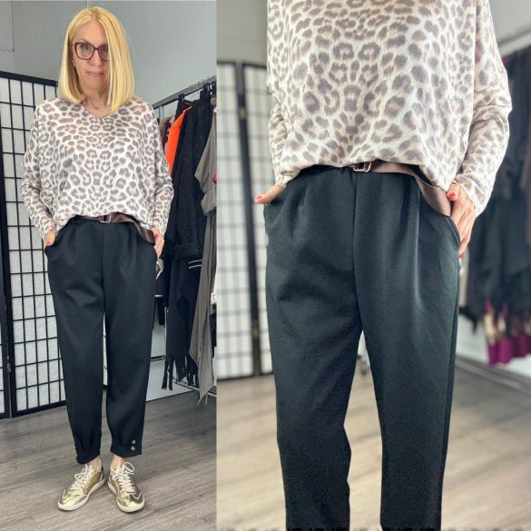 Missy gumis derekú nadrág övvel 7395 - fekete